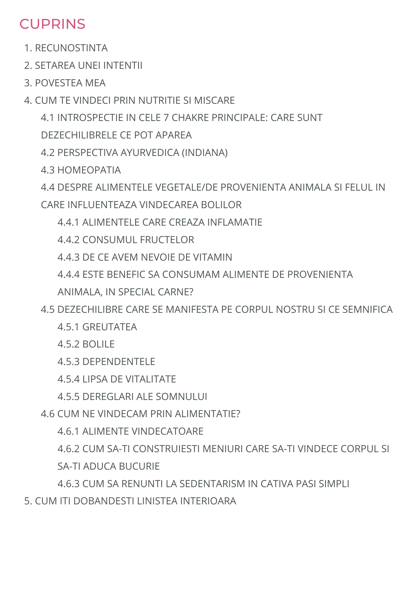 cuprins curs vindecare corporala si emotionala inspiria popescu alexandra
